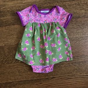 Flit & Flitter baby girl skirted patterned onesie